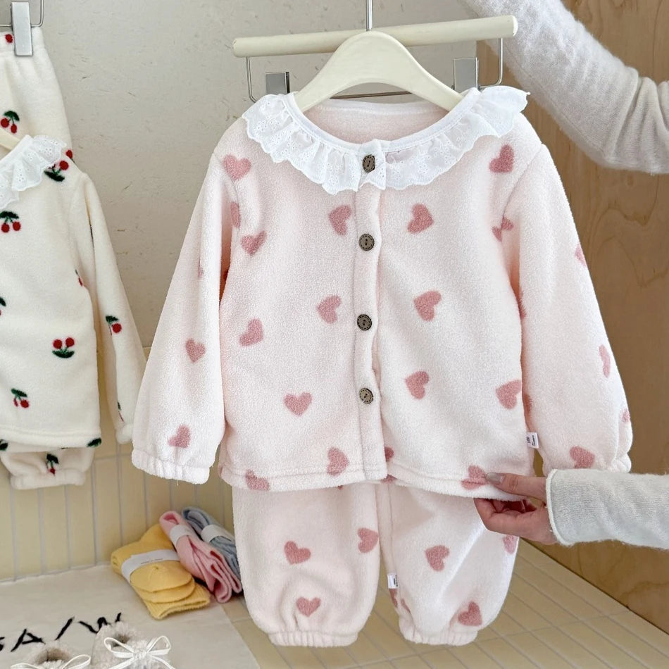 Love Minah Cosy Cuddlies with Lace Trim PJ Set