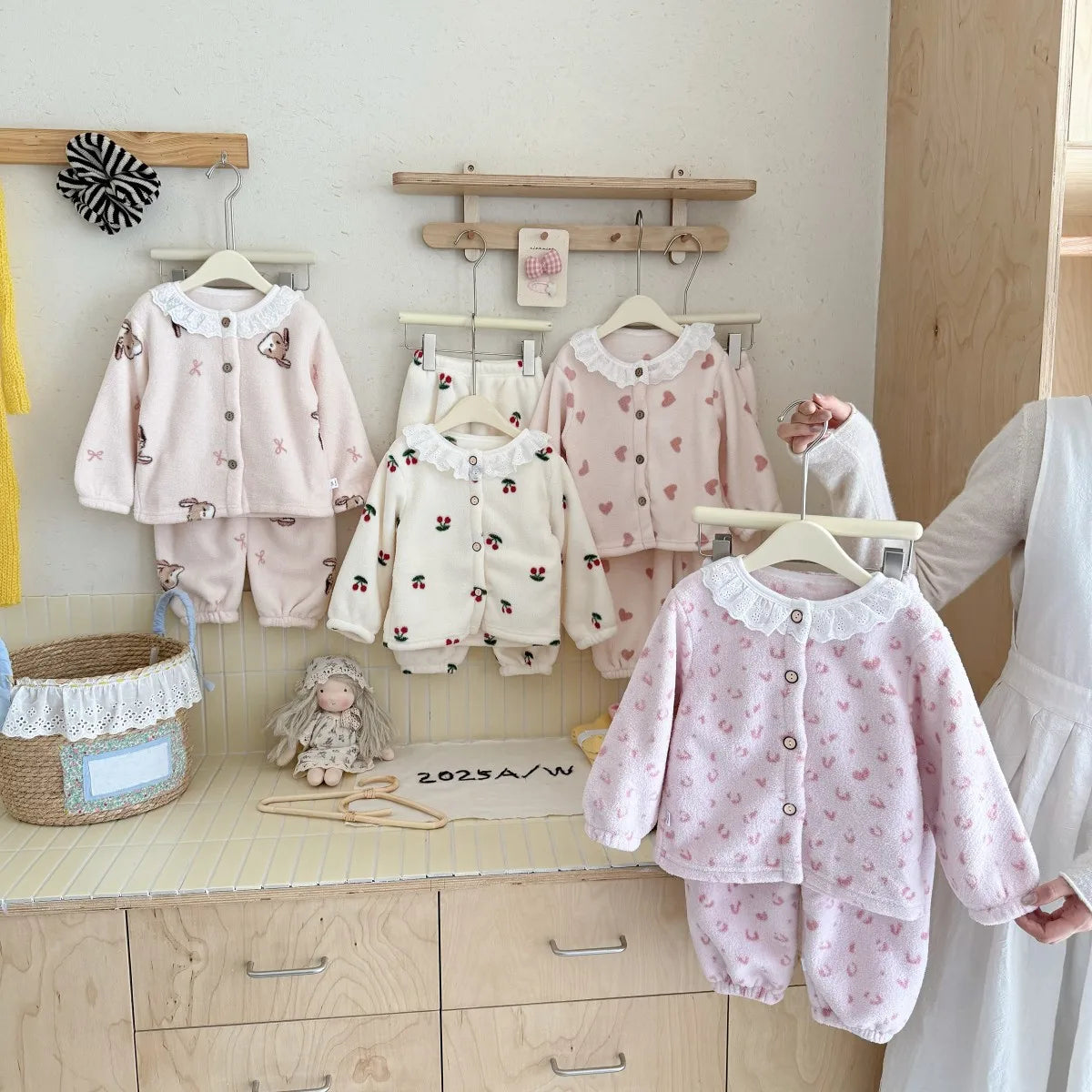 Love Minah Cosy Cuddlies with Lace Trim PJ Set