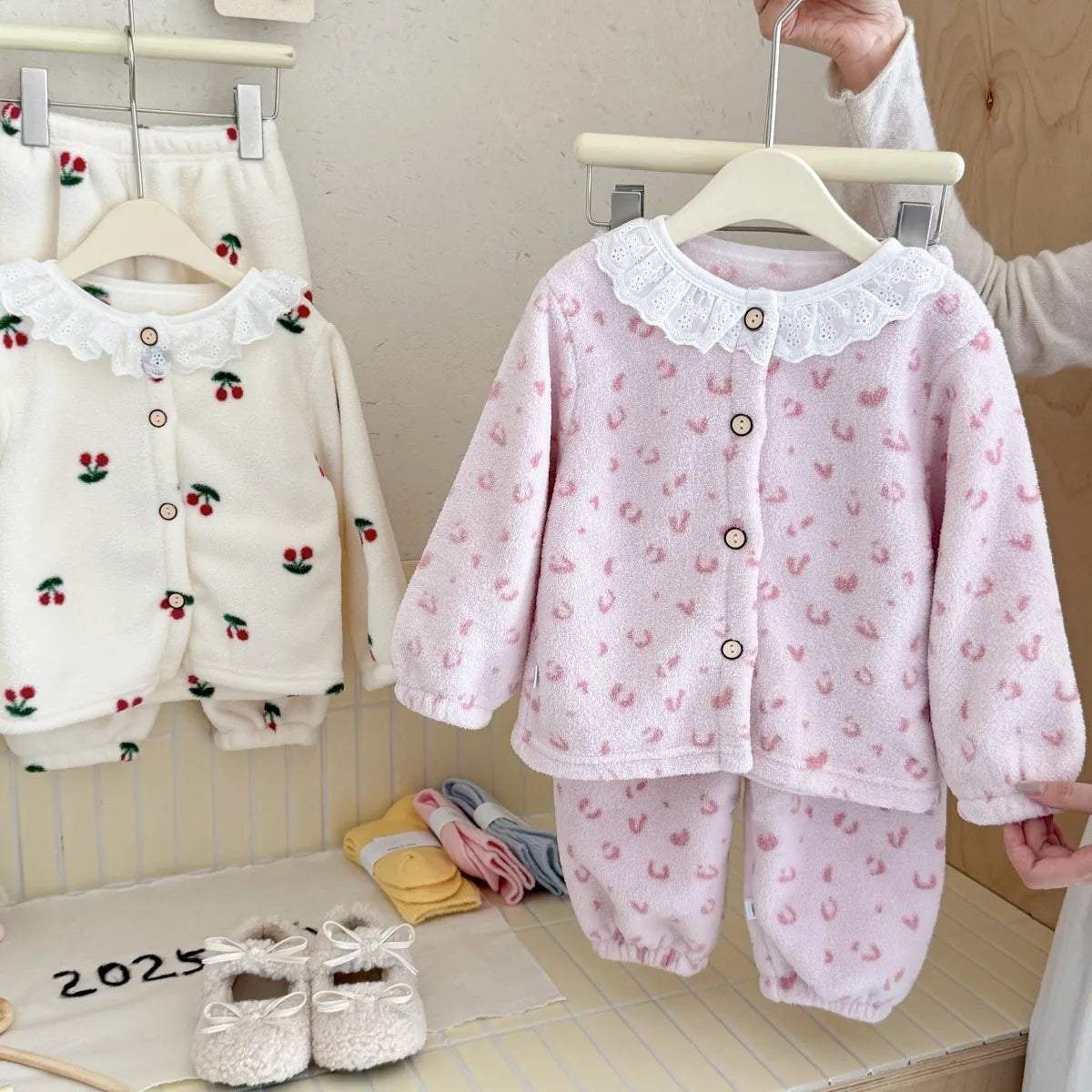 Love Minah Cosy Cuddlies with Lace Trim PJ Set