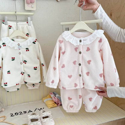 Love Minah Cosy Cuddlies with Lace Trim PJ Set